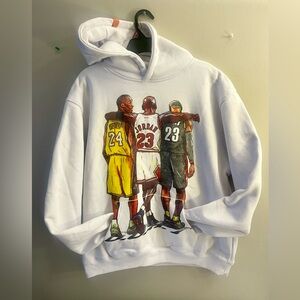 White Graphic Hoodie with Iconic Trio